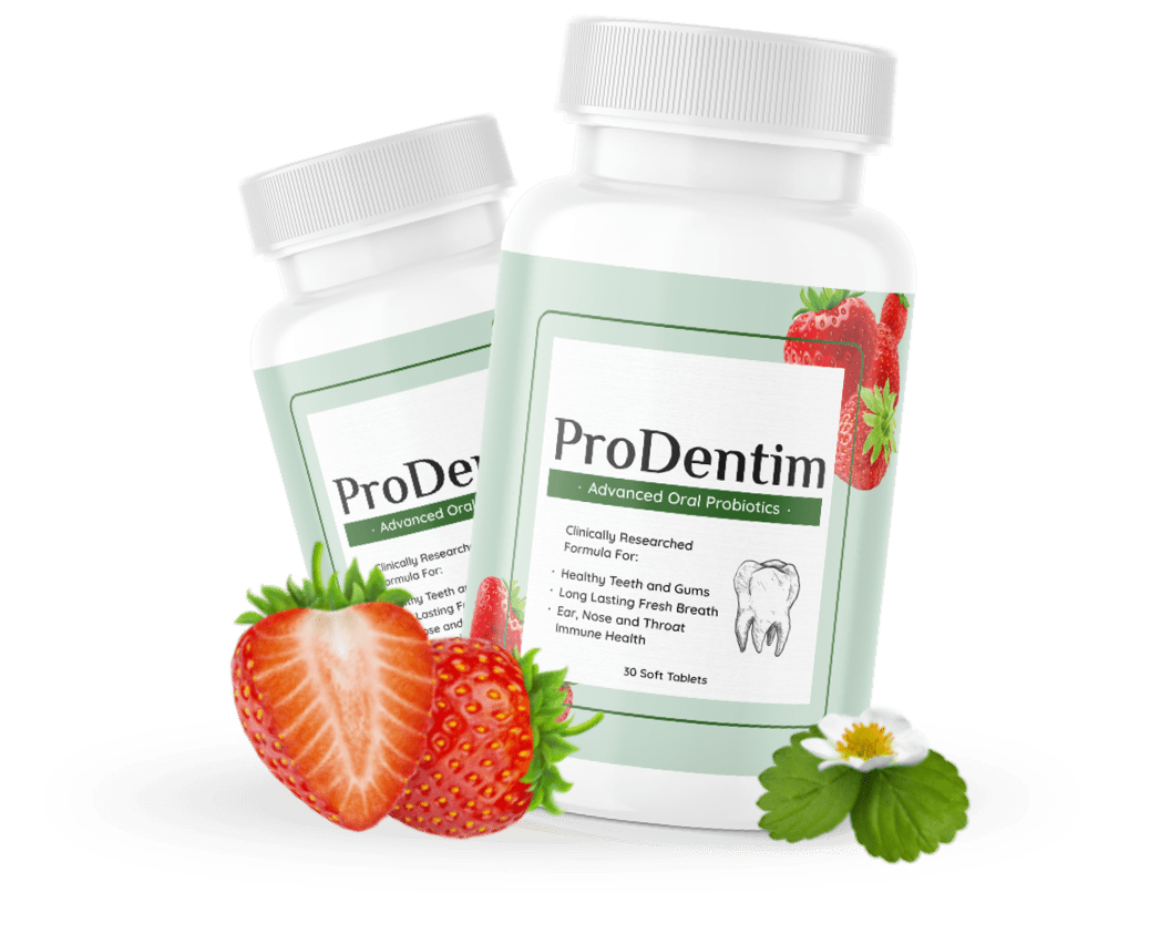 ProDentim bottles with strawberry and mint